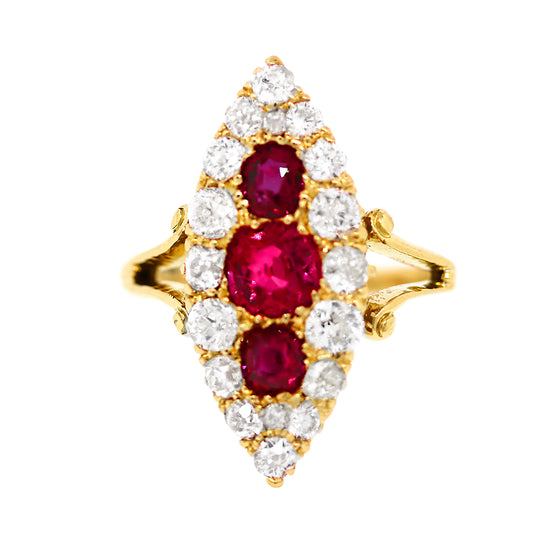 Vintage Burmese Ruby & Diamond Ring