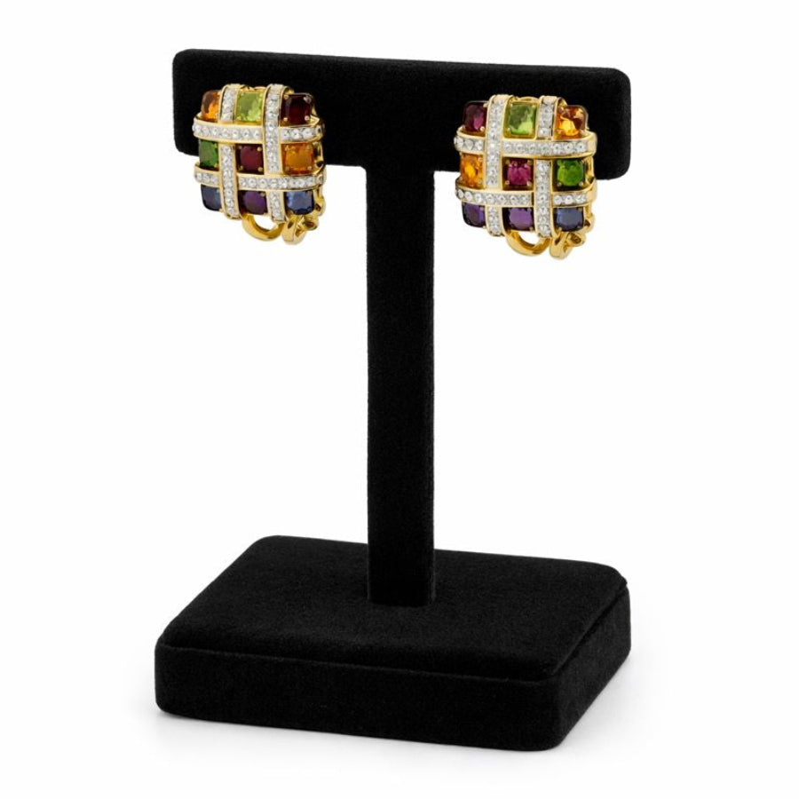 Bellarri Diamond and Multi-color Gemstones Mosaic Earrings