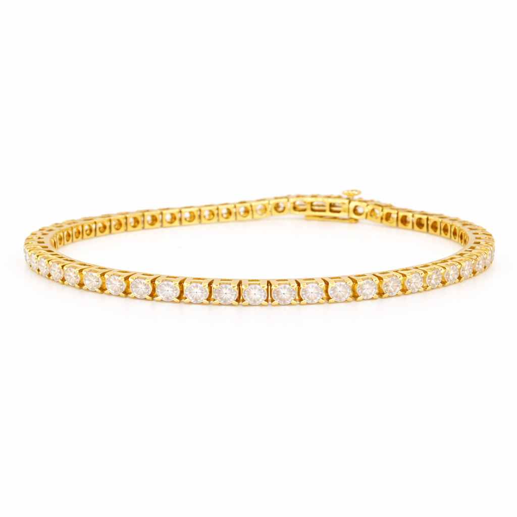 Classic 14k Yellow Gold 4 prong Diamond Eternity Bracelet