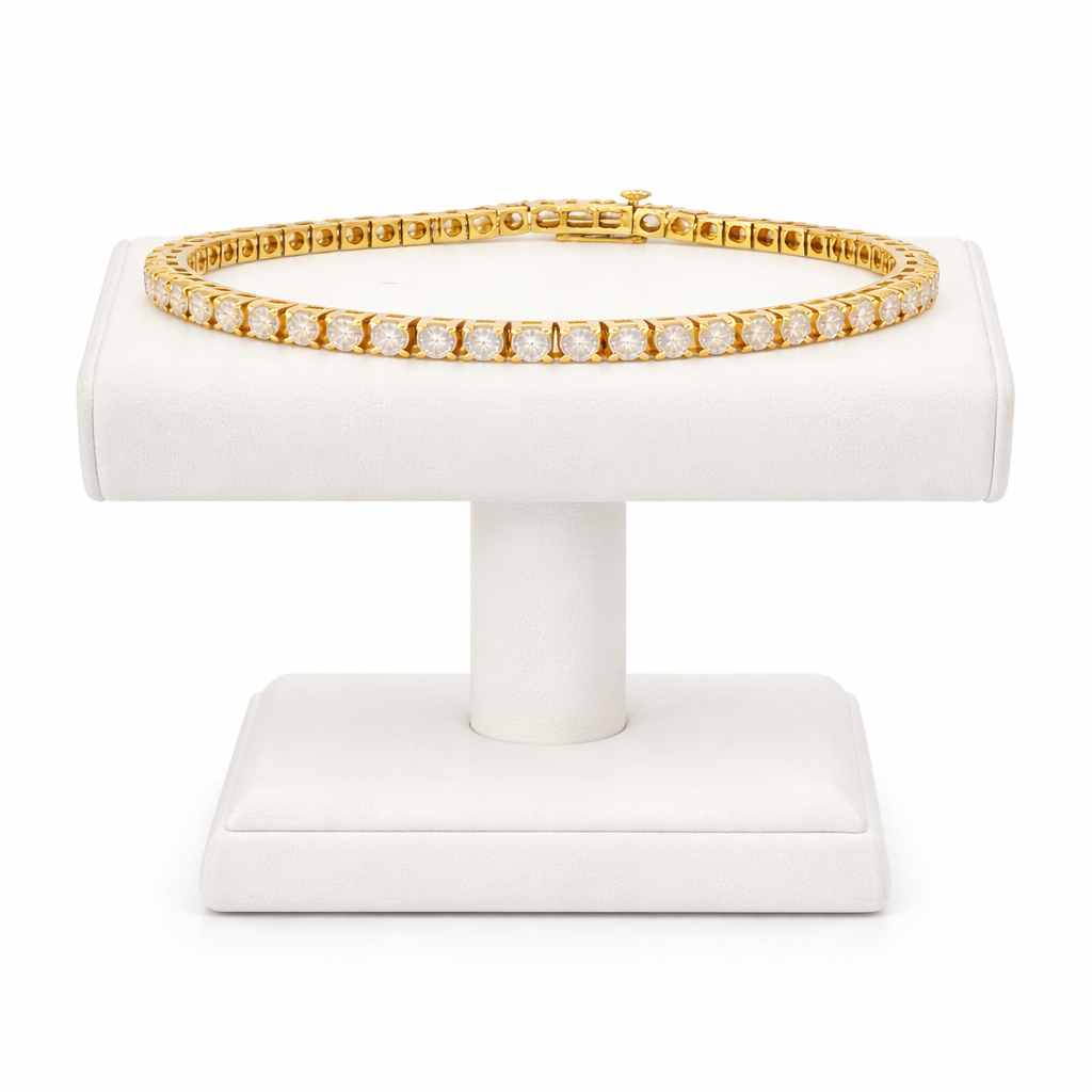 Classic 14k Yellow Gold 4 prong Diamond Eternity Bracelet