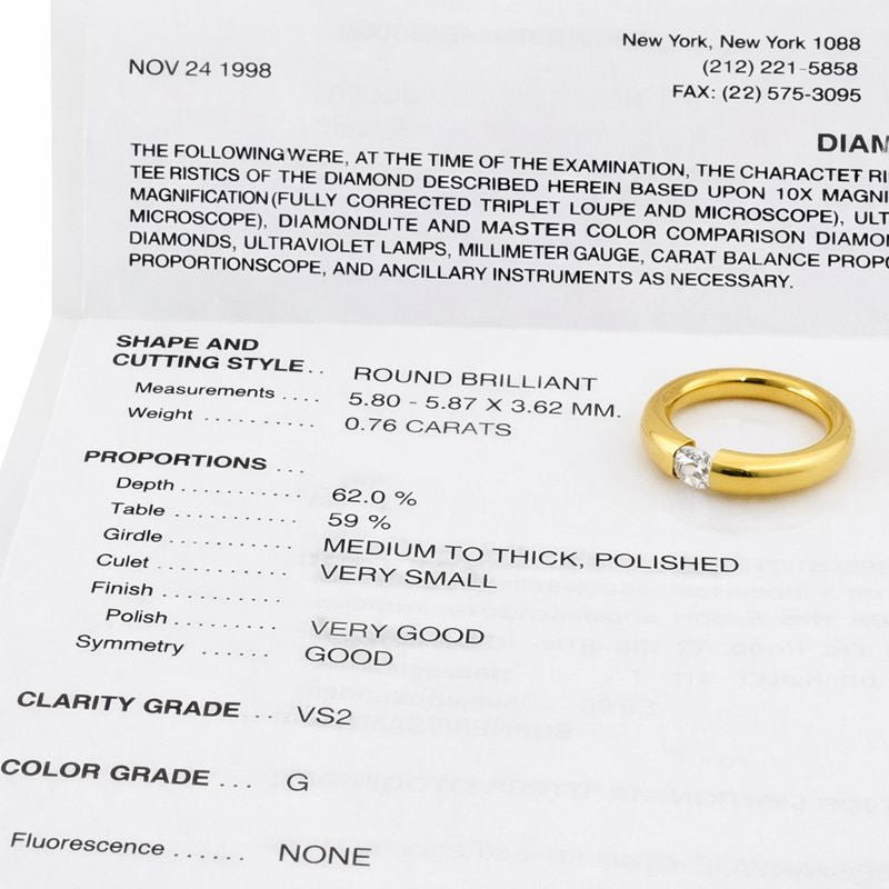 GIA Certified 0.76 Round Brilliant Cut Diamond Tapered Ring by Niessing