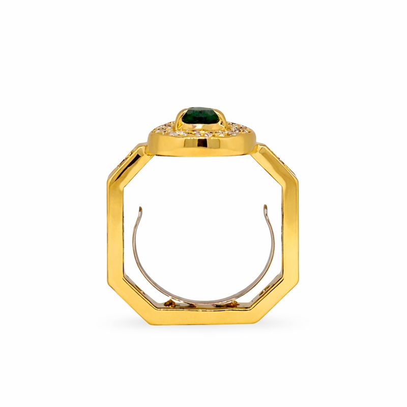 Estate Pear Shaped Emerald and Diamond Ring