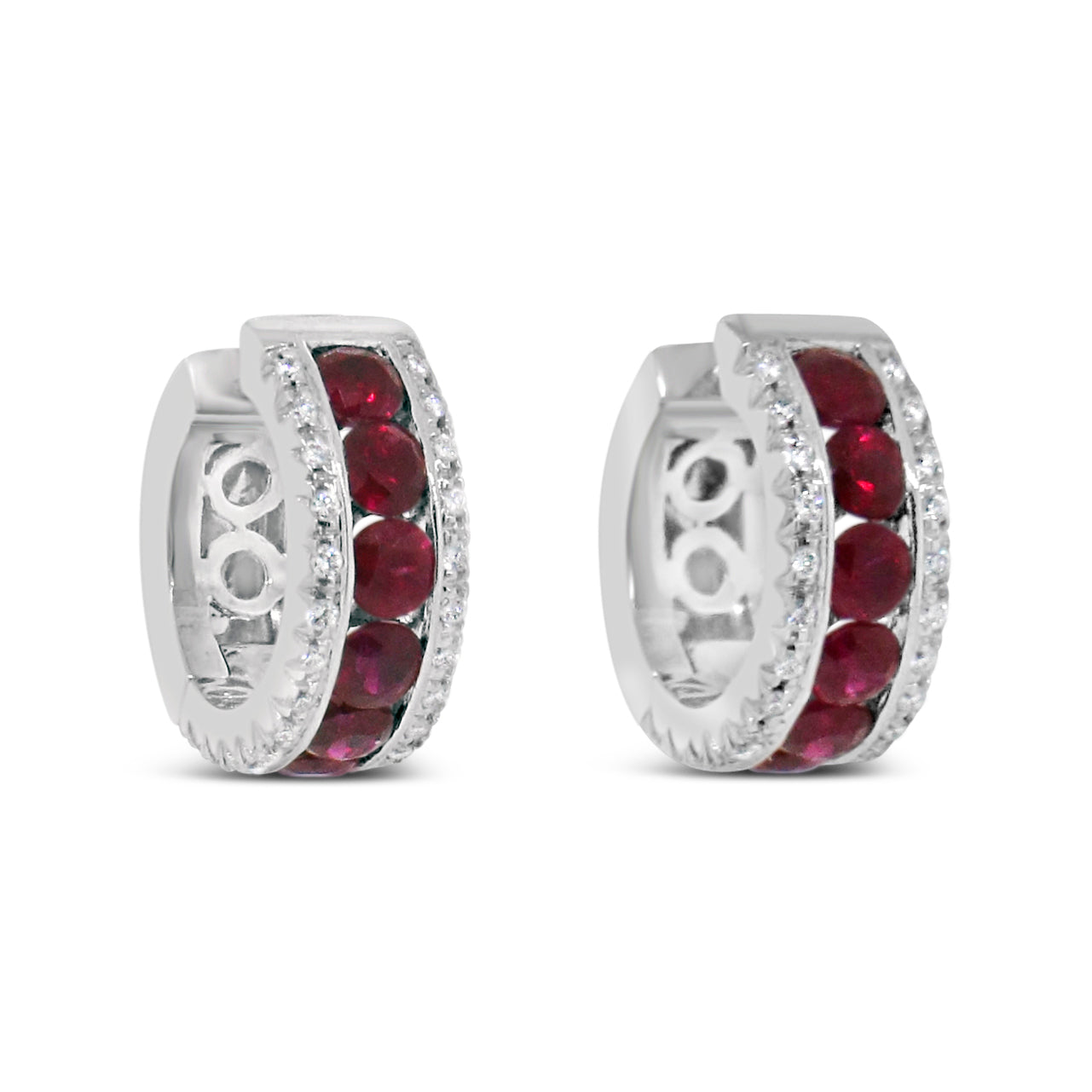 Ruby and Diamond Hoop Earrings