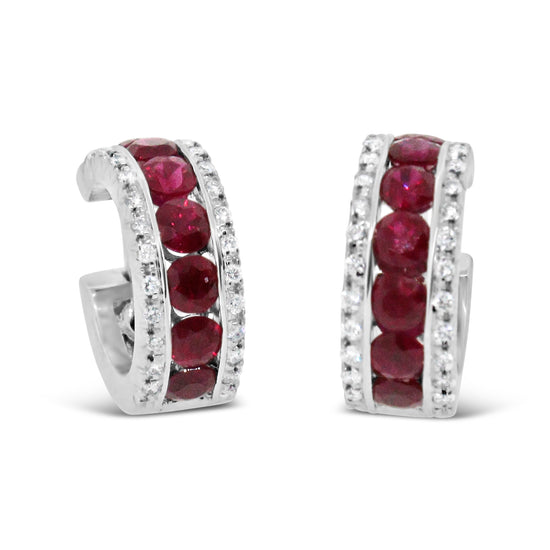 Ruby and Diamond Hoop Earrings