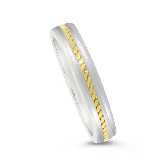 Two-tone platinum and 18k Yellow Gold Wedding Band Ring