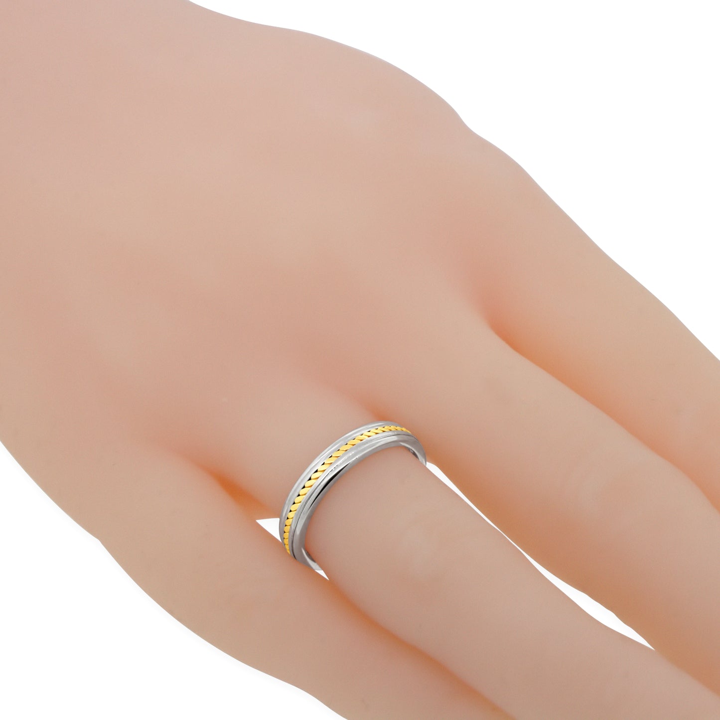 Two-tone platinum and 18k Yellow Gold Wedding Band Ring