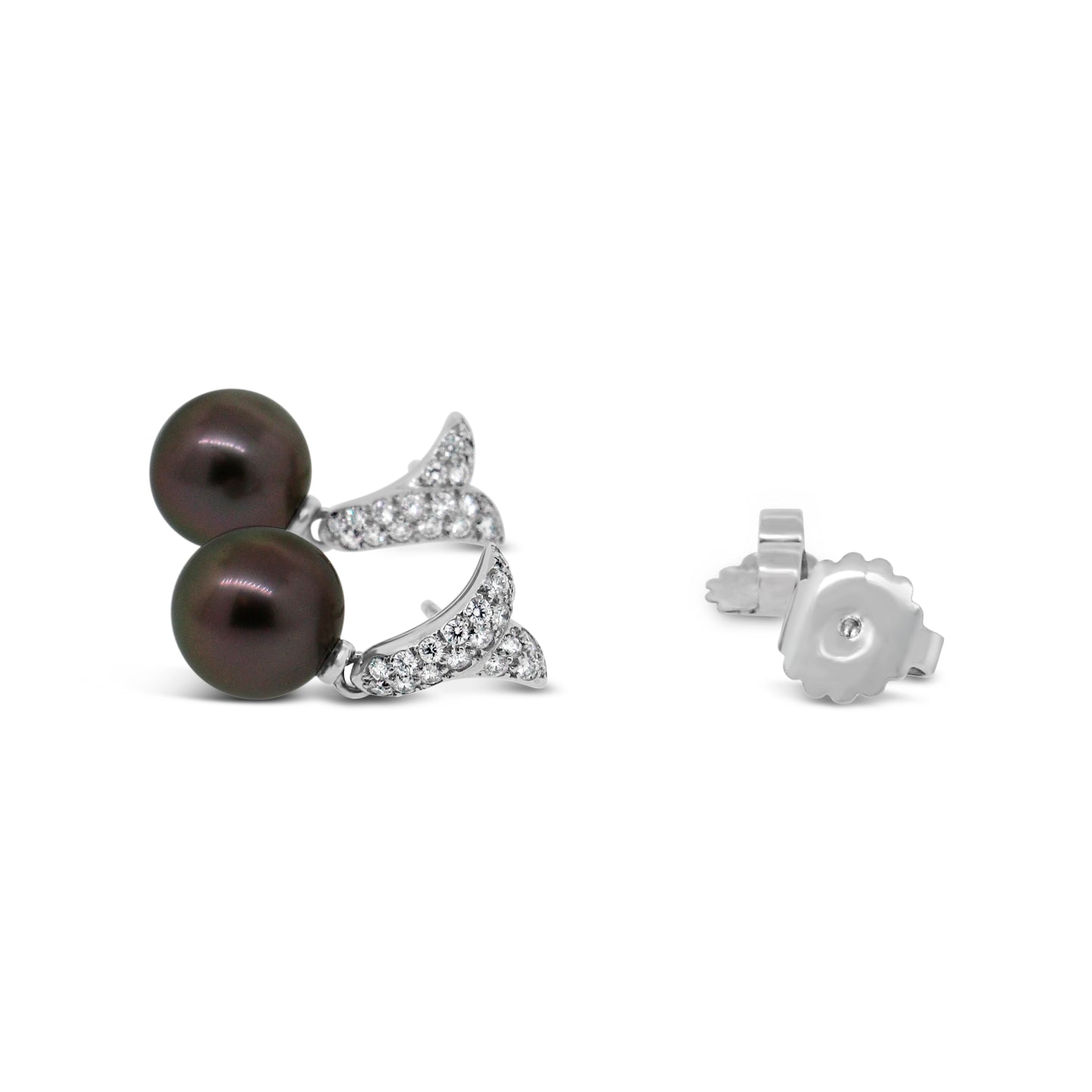 Mikimoto Black Pearl and Diamond Earringss