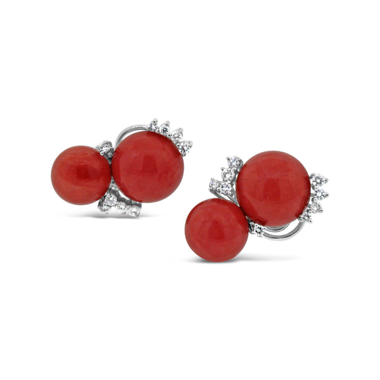 Damiani Coral and Diamond Earrings