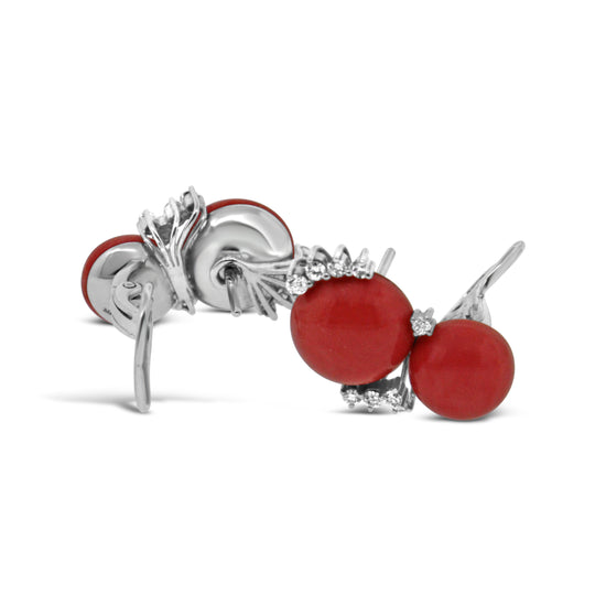 Damiani Coral and Diamond Earrings