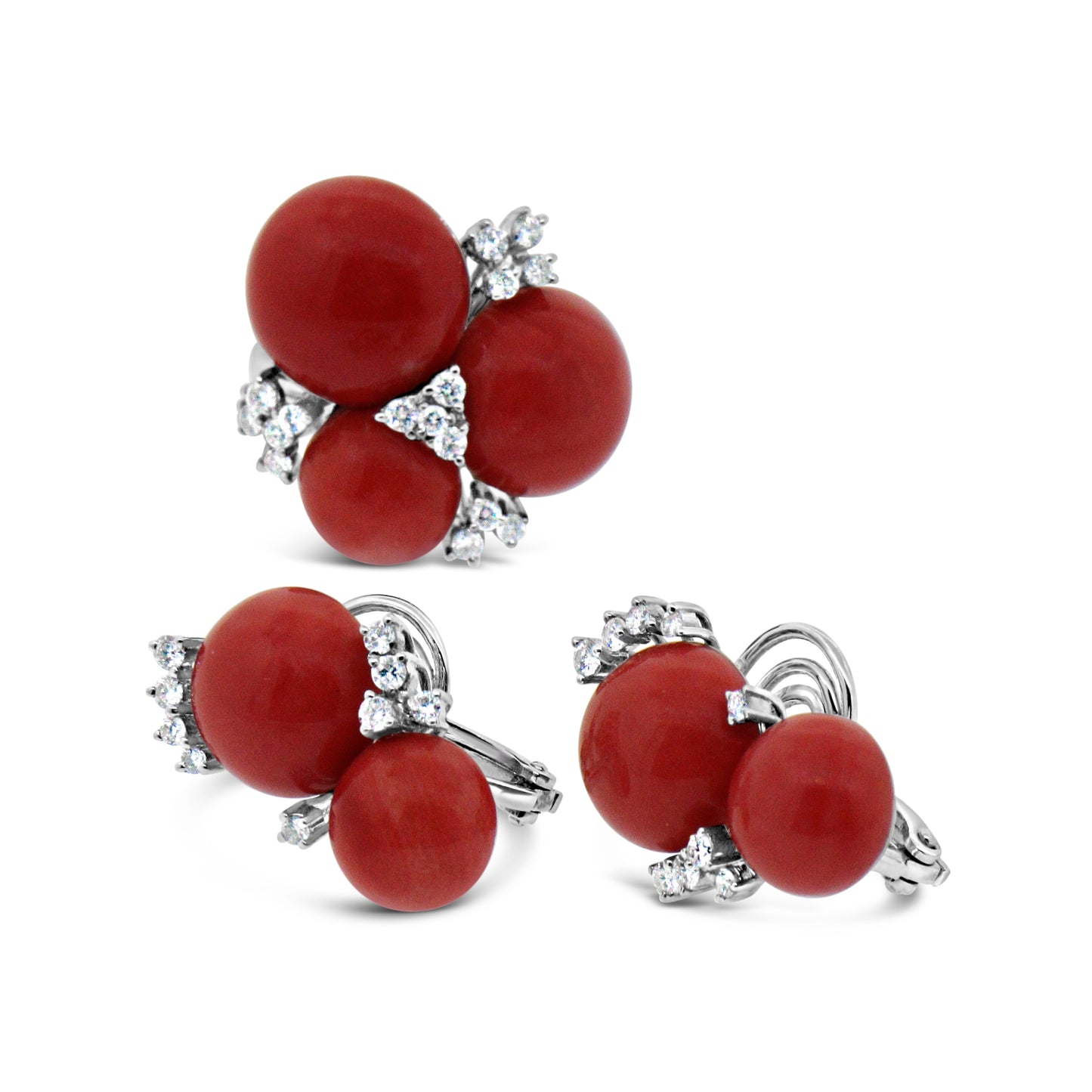 Damiani Coral and Diamond Earrings