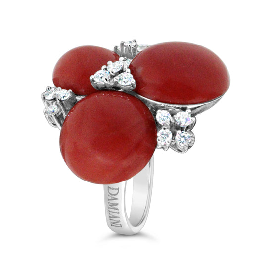 Damiani Coral and Diamond Ring