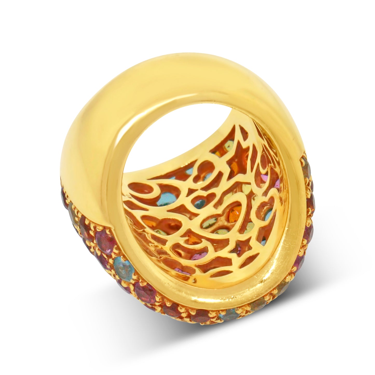 Pasquale Bruni Multicolor Gemstones 18k Yellow Gold Dome Ring