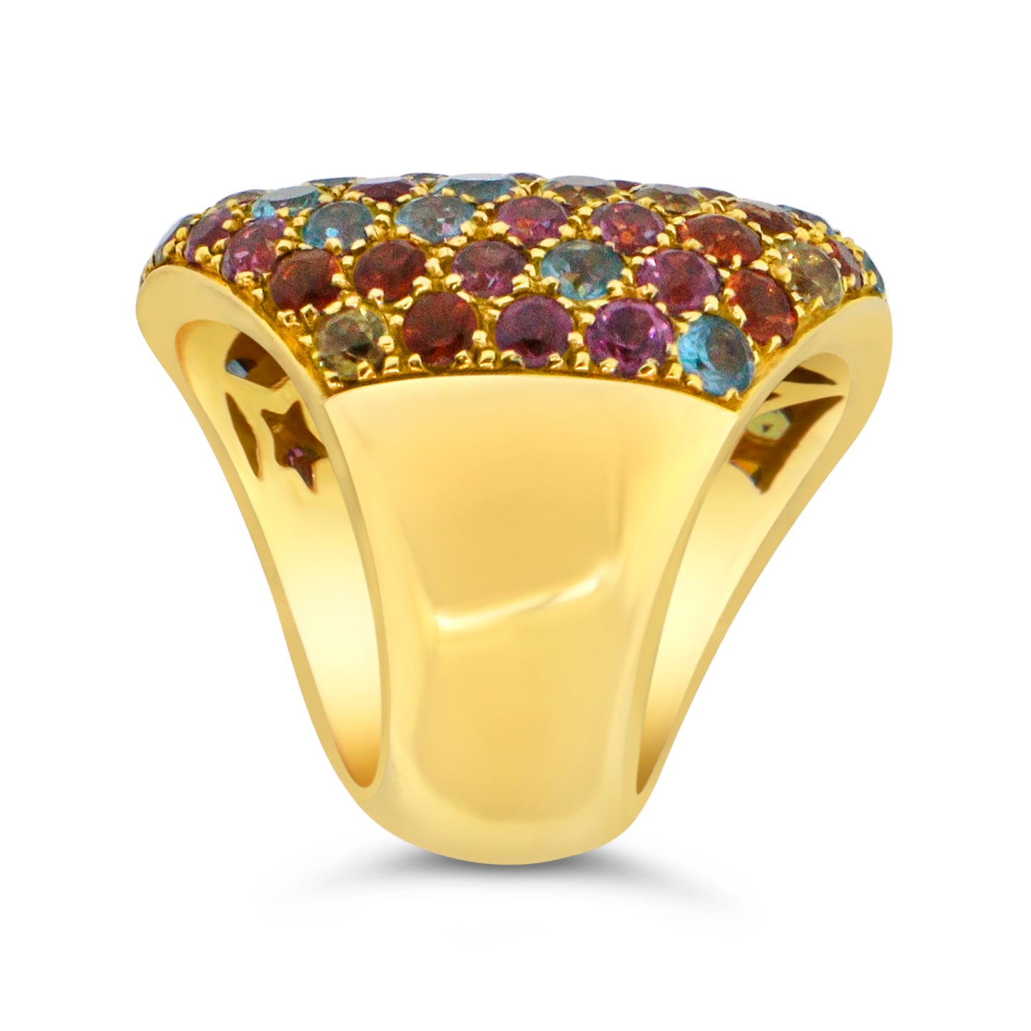 Pasquale Bruni Multicolor Gemstones 18k Yellow Gold Dome Ring