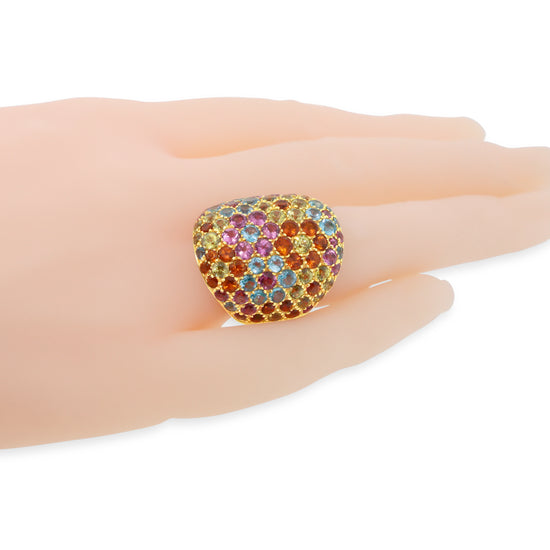 Pasquale Bruni Multicolor Gemstones 18k Yellow Gold Dome Ring