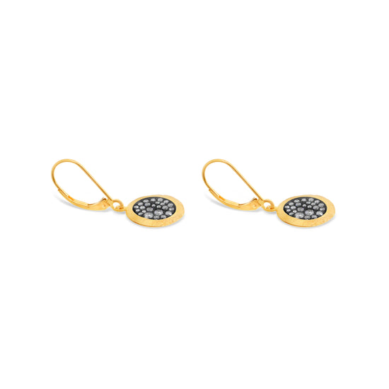 18k Yellow Gold Diamond Disc Inset Earrings