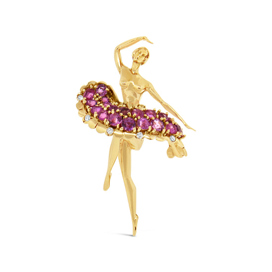 GIA Certified Pink Sapphire Ballerina Pin