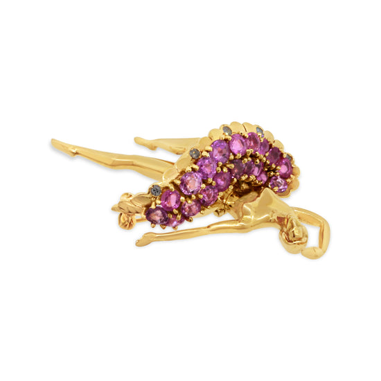 GIA Certified Pink Sapphire Ballerina Pin