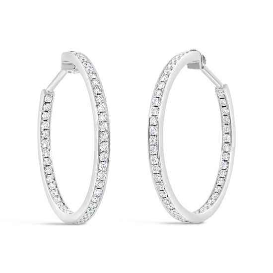 Cartier 18k White Gold Inside-Out Diamond Hoop Earrings