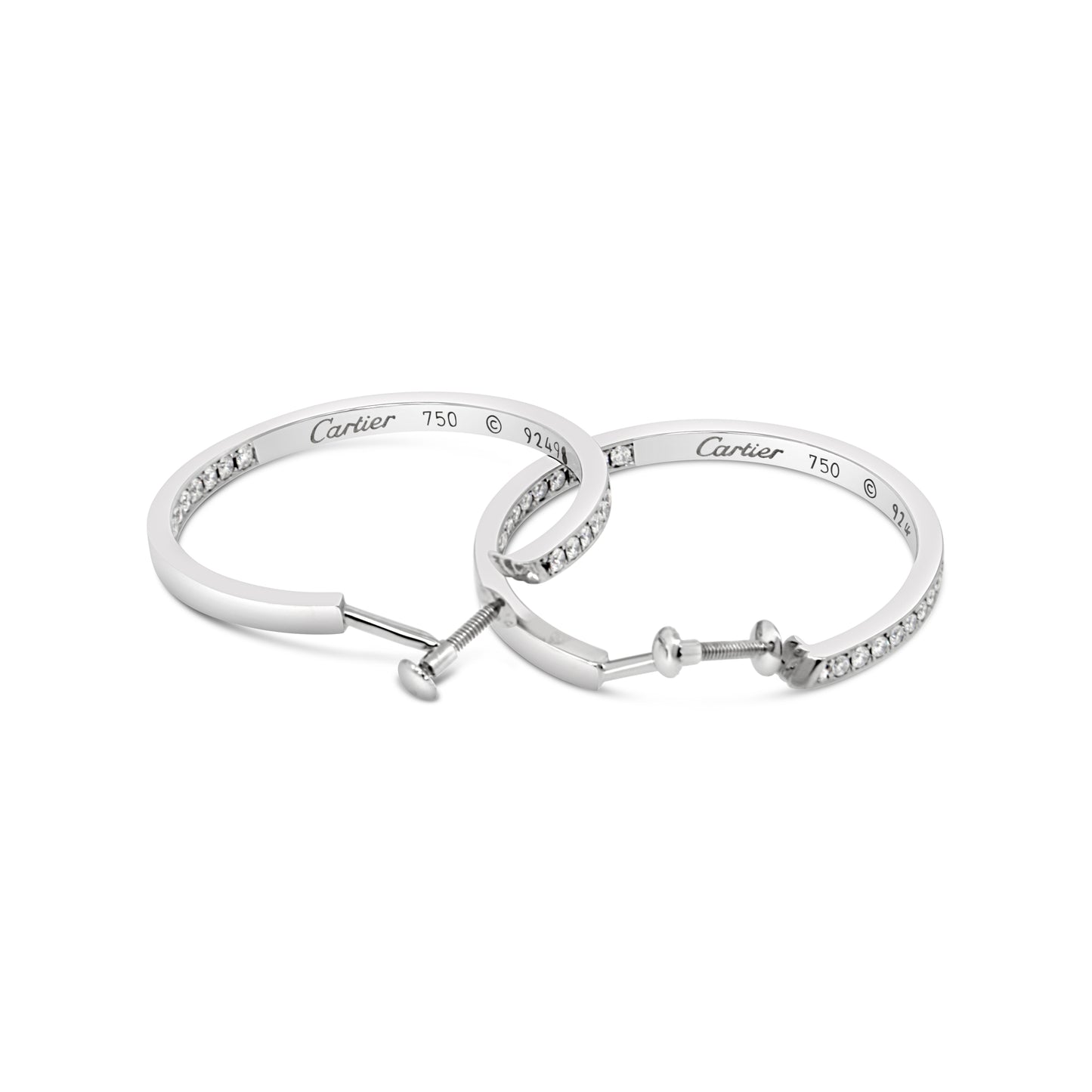 Cartier 18k White Gold Inside-Out Diamond Hoop Earrings