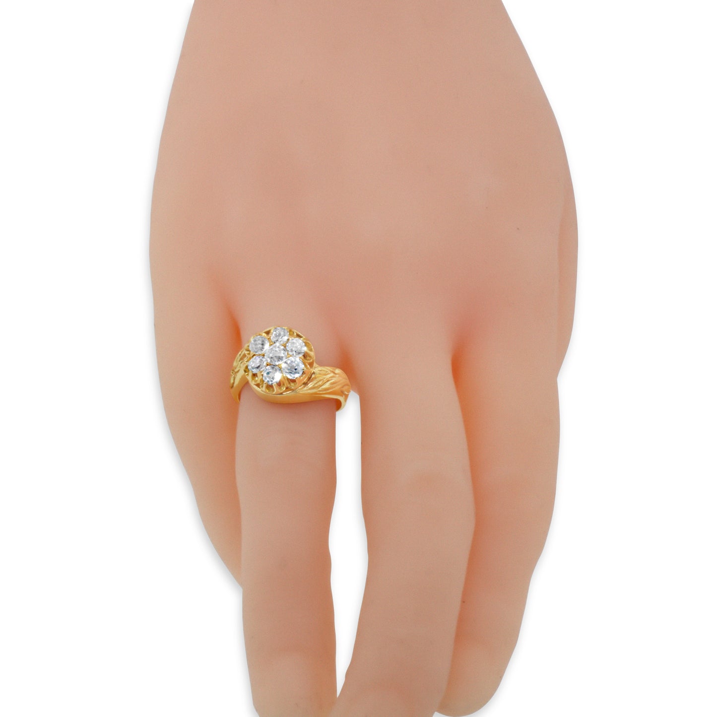 Old Mine Cut Diamond Cluster Ring in 14k Yellow Gold