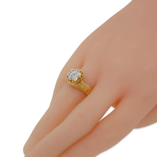 Old Mine Cut Diamond Cluster Ring in 14k Yellow Gold