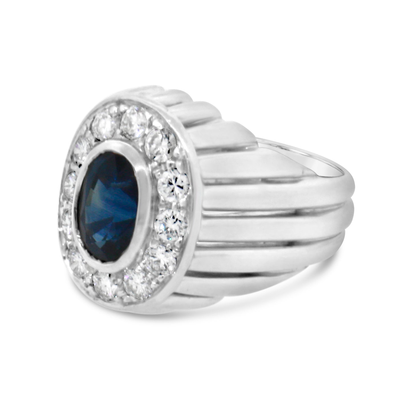 Platinum Sapphire and Diamond Ring