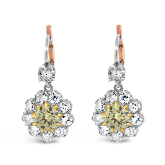 Old Mine Cut Diamond Hanging Earrings