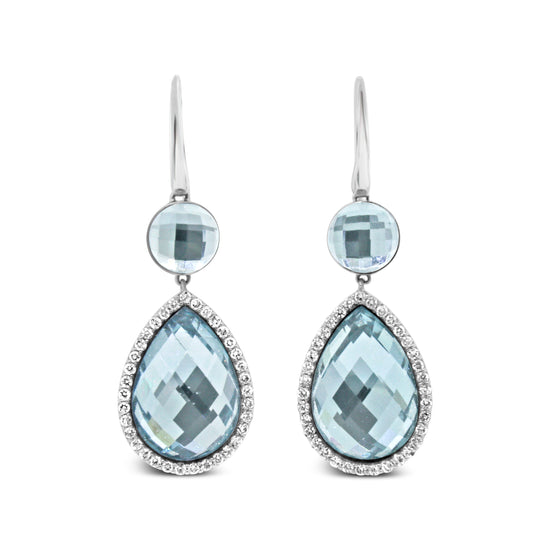 Roberto Coin Vintage Blue Topaz and Diamond Drop Earrings