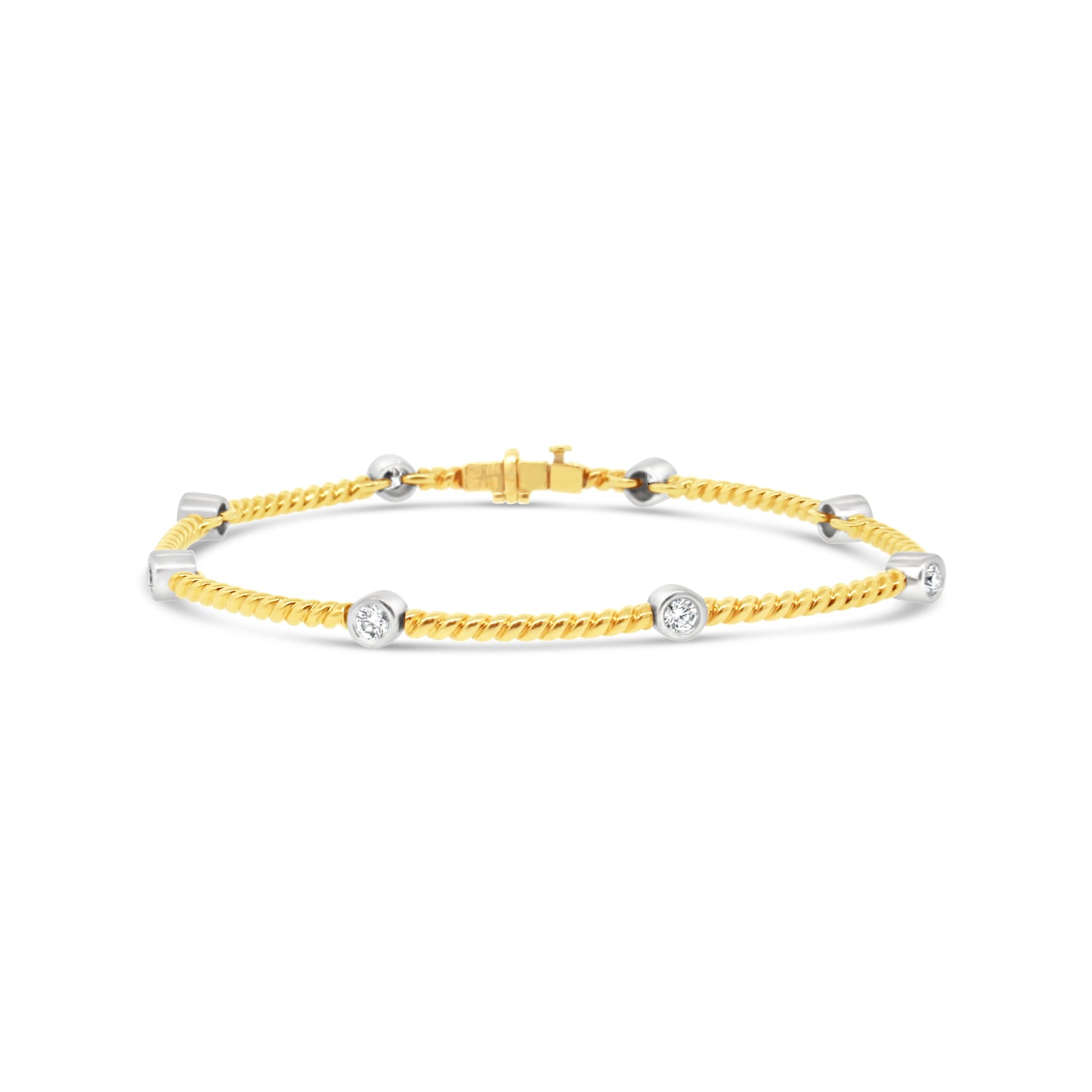 18k Yellow Gold Bezel Set Diamond Bracelet