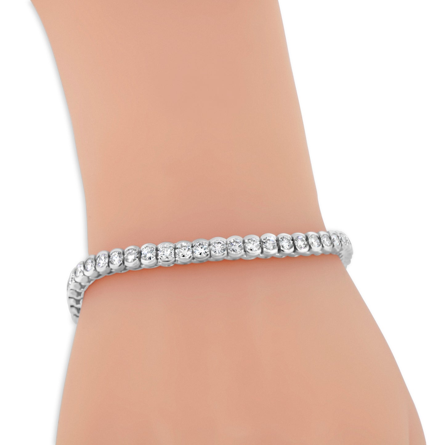 14kt White Gold Diamond Bezel Tennis Bracelet