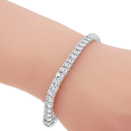 14kt White Gold Diamond Bezel Tennis Bracelet