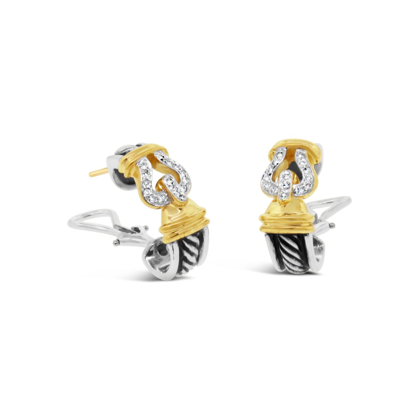 David Yurman Diamond Buckle Earrings