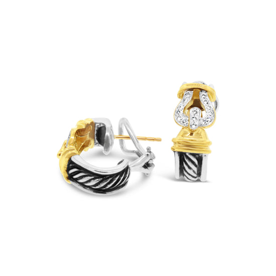 David Yurman Diamond Buckle Earrings