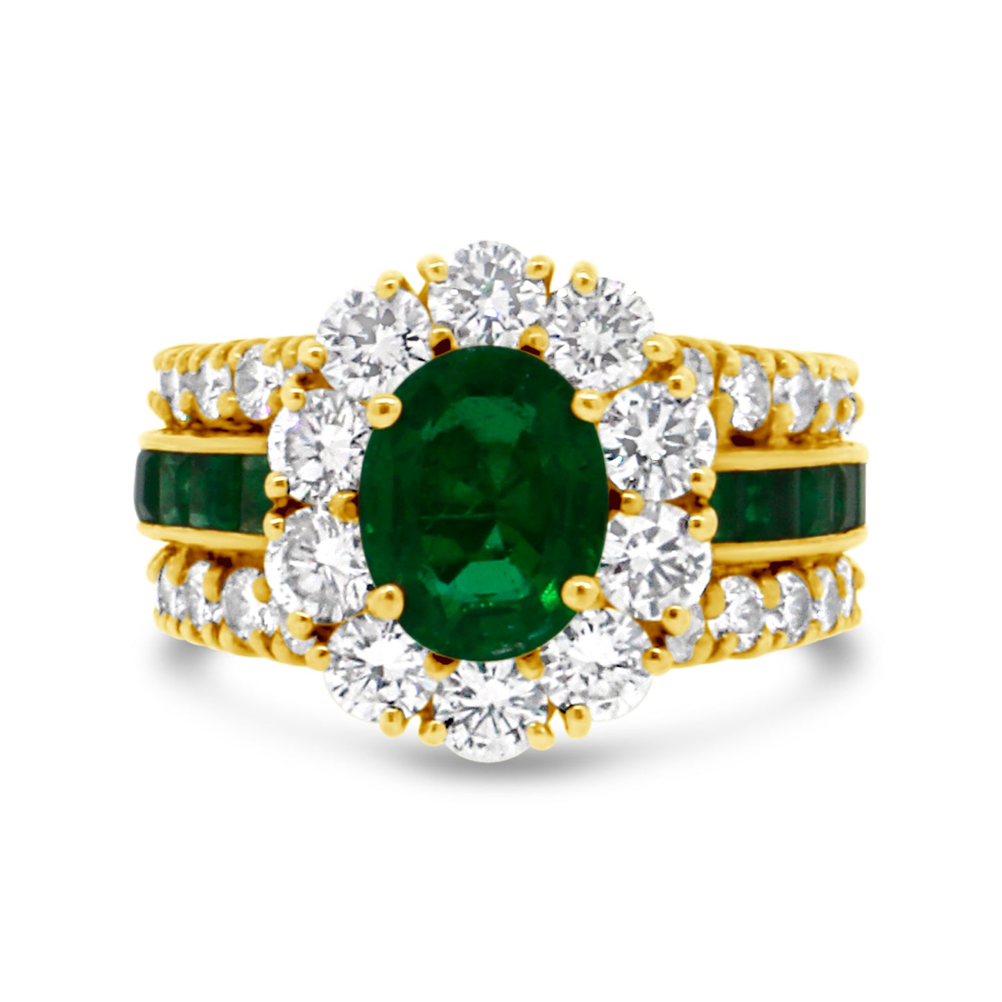 GIA Certified 1.84 Oval Emerald and Diamond Ring