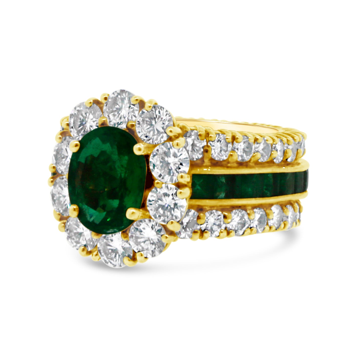 GIA Certified 1.84 Oval Emerald and Diamond Ring