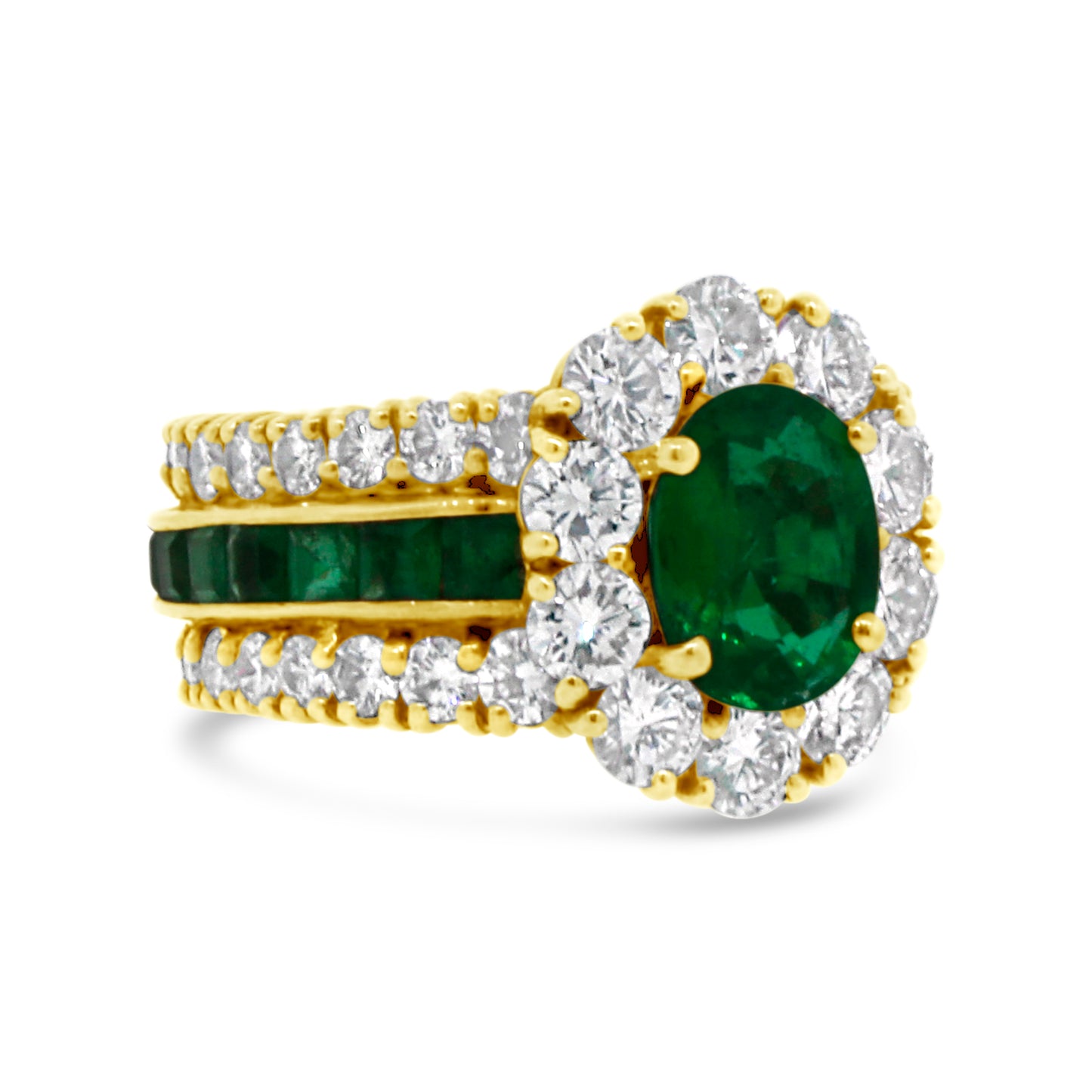 GIA Certified 1.84 Oval Emerald and Diamond Ring