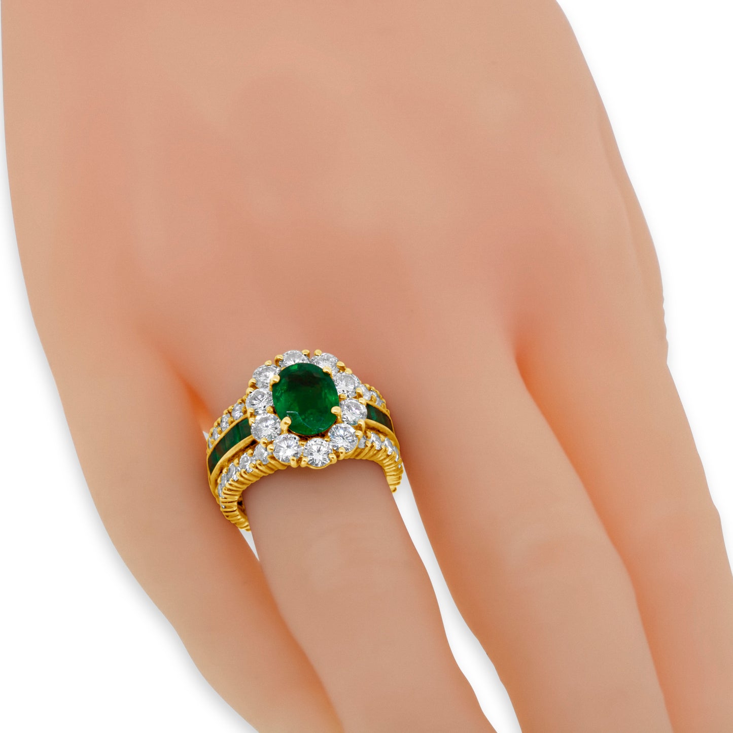 GIA Certified 1.84 Oval Emerald and Diamond Ring