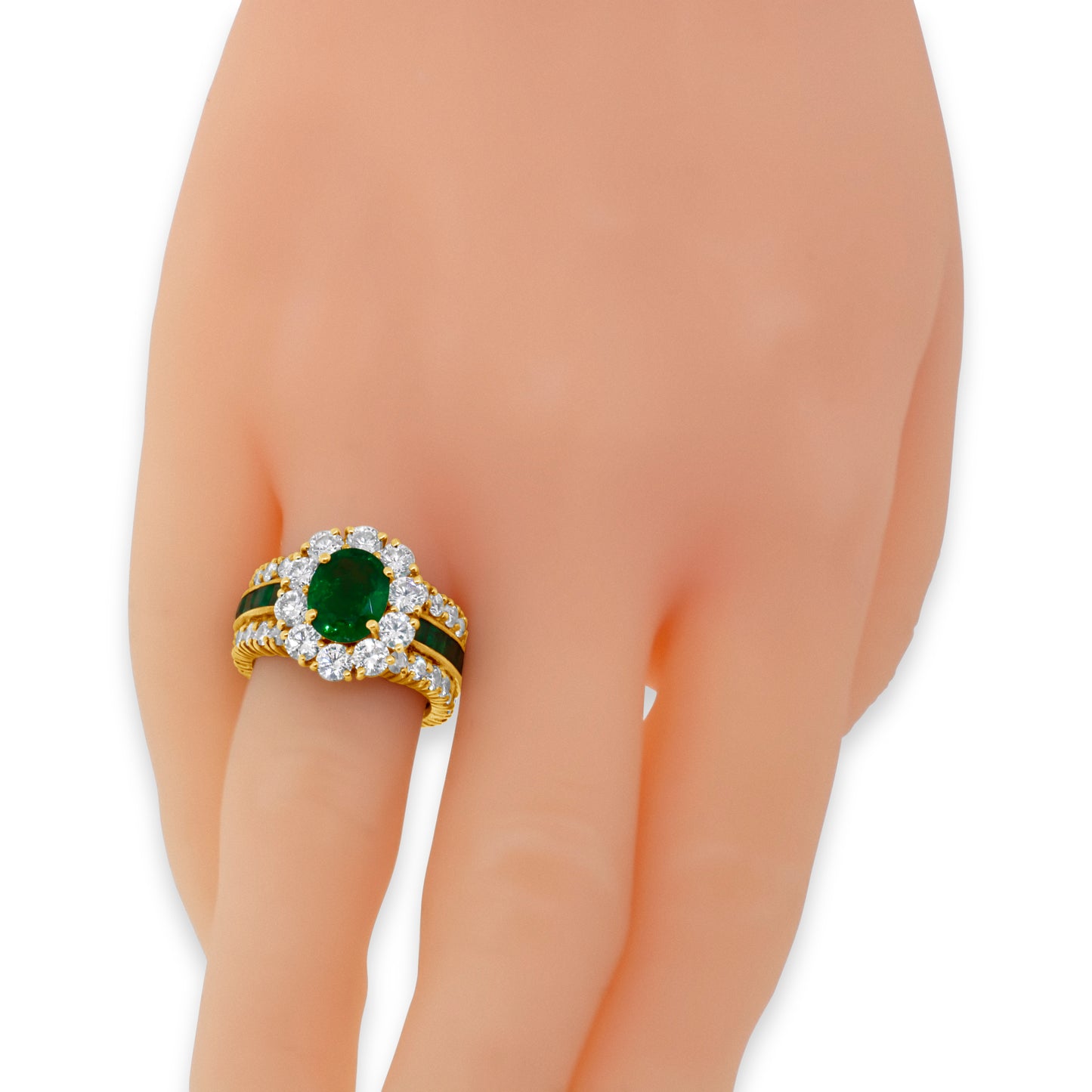 GIA Certified 1.84 Oval Emerald and Diamond Ring