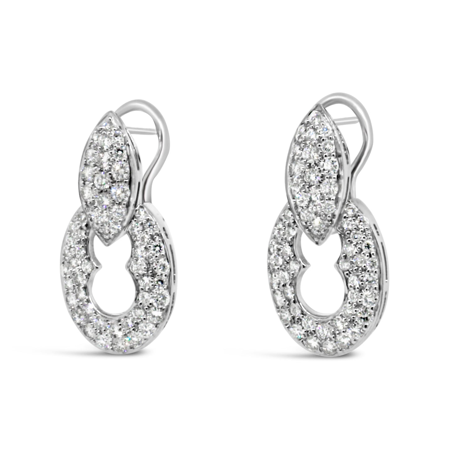 14kt White Gold Door Knocker Diamond  Earrings