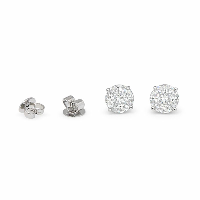 Mixed Shape Diamond Cluster Stud Earrings