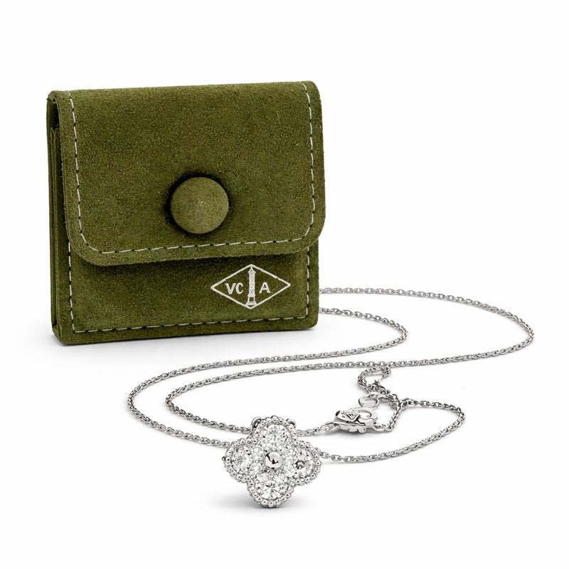 Van Cleef and Arpels Vintage Alhambra White Gold Diamond Necklace