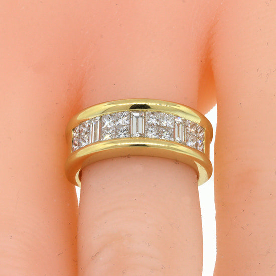Baguette and Princess Cut Diamond Wide Band Ring