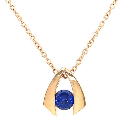 14k Yellow Gold Iolite Gemstone Pendant Necklace
