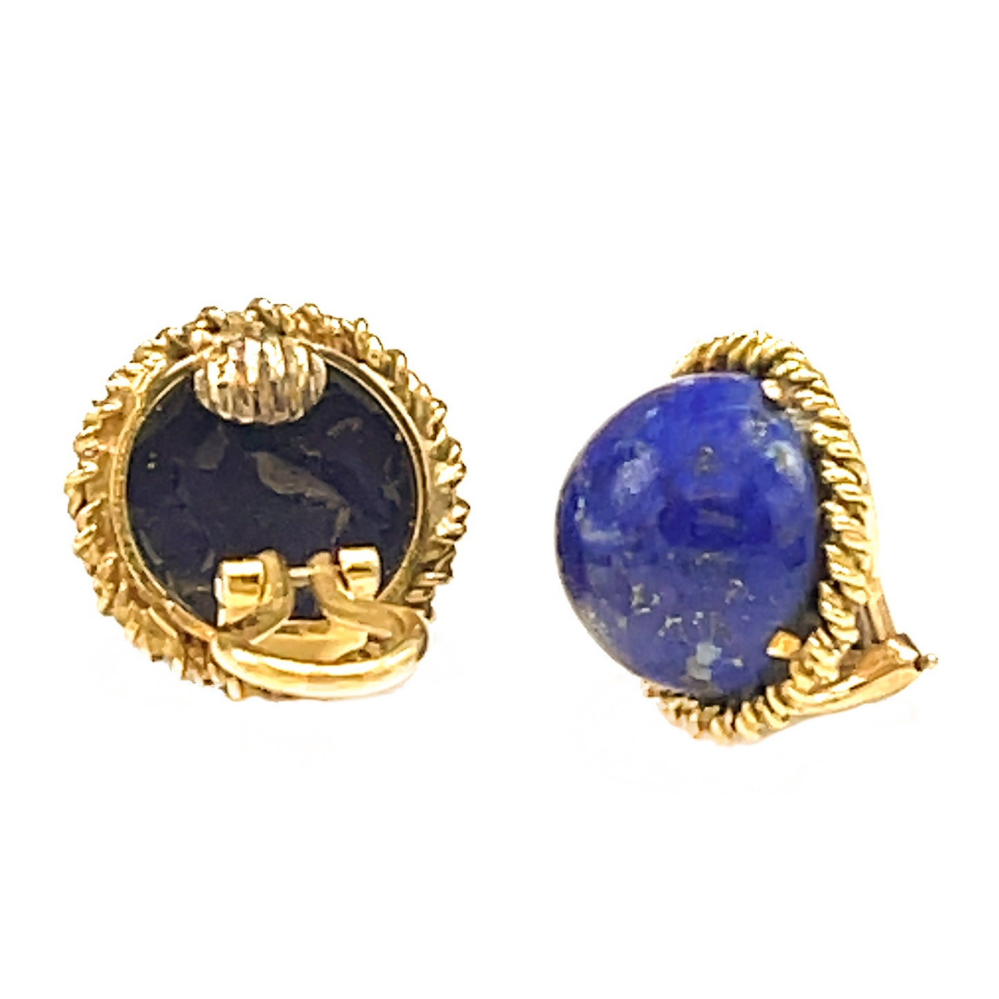 18 kt Yellow Gold Lapis Clip on Earrings