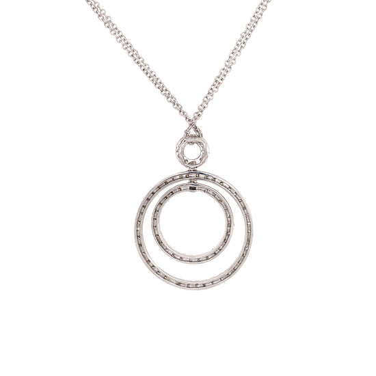 18k White Gold  Diamond Circle of Life Double Chain Necklace