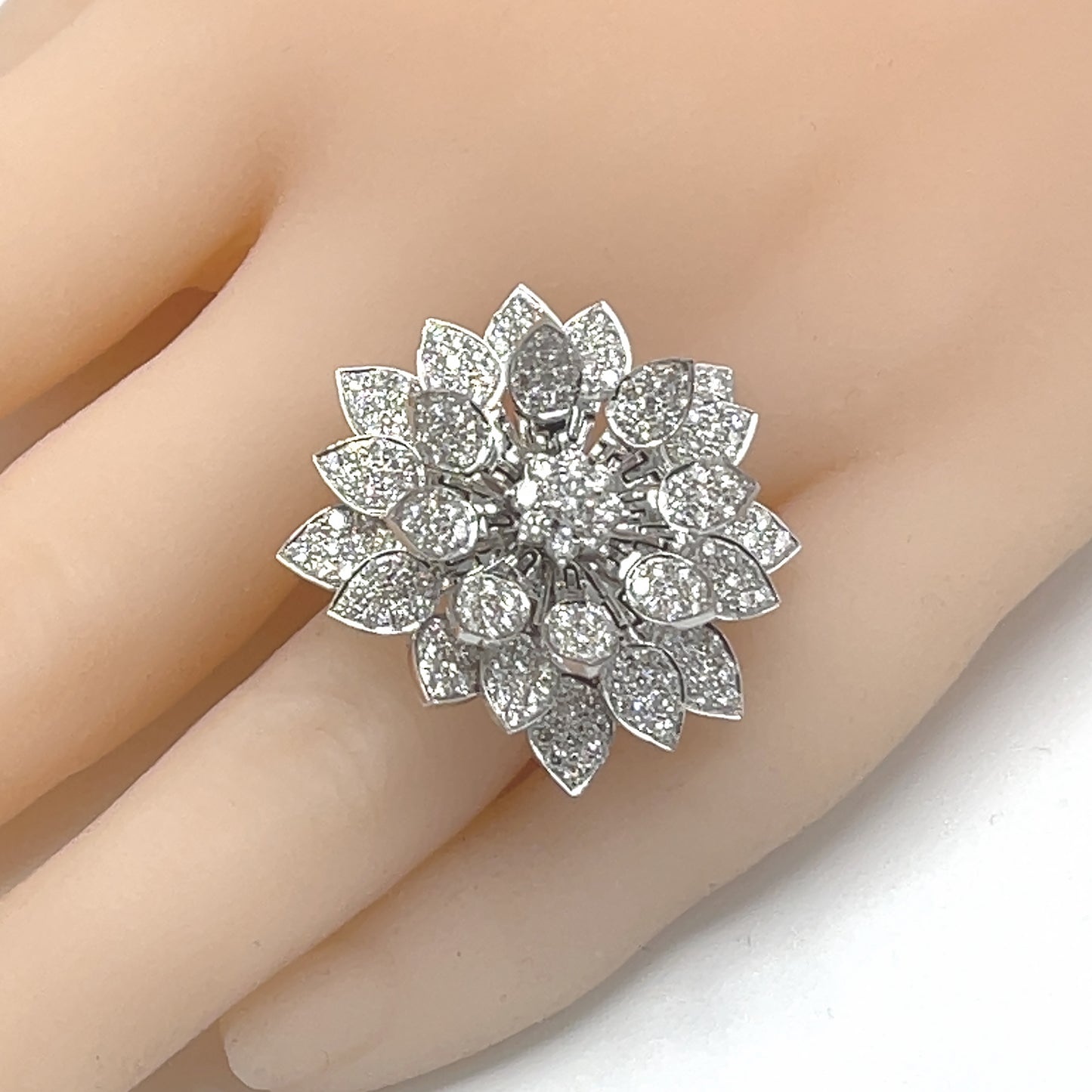 Beautiful Articulating Lotus Flower Diamond Ring