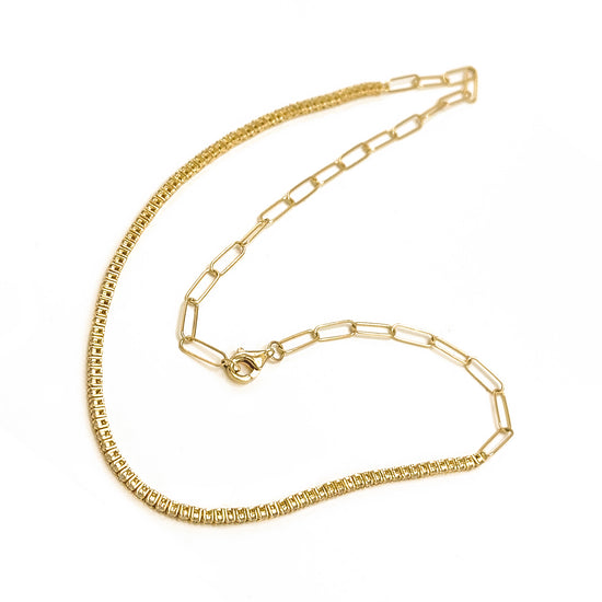 18 kt Yellow Gold Chain Link Diamond Adjustable Choker Necklace