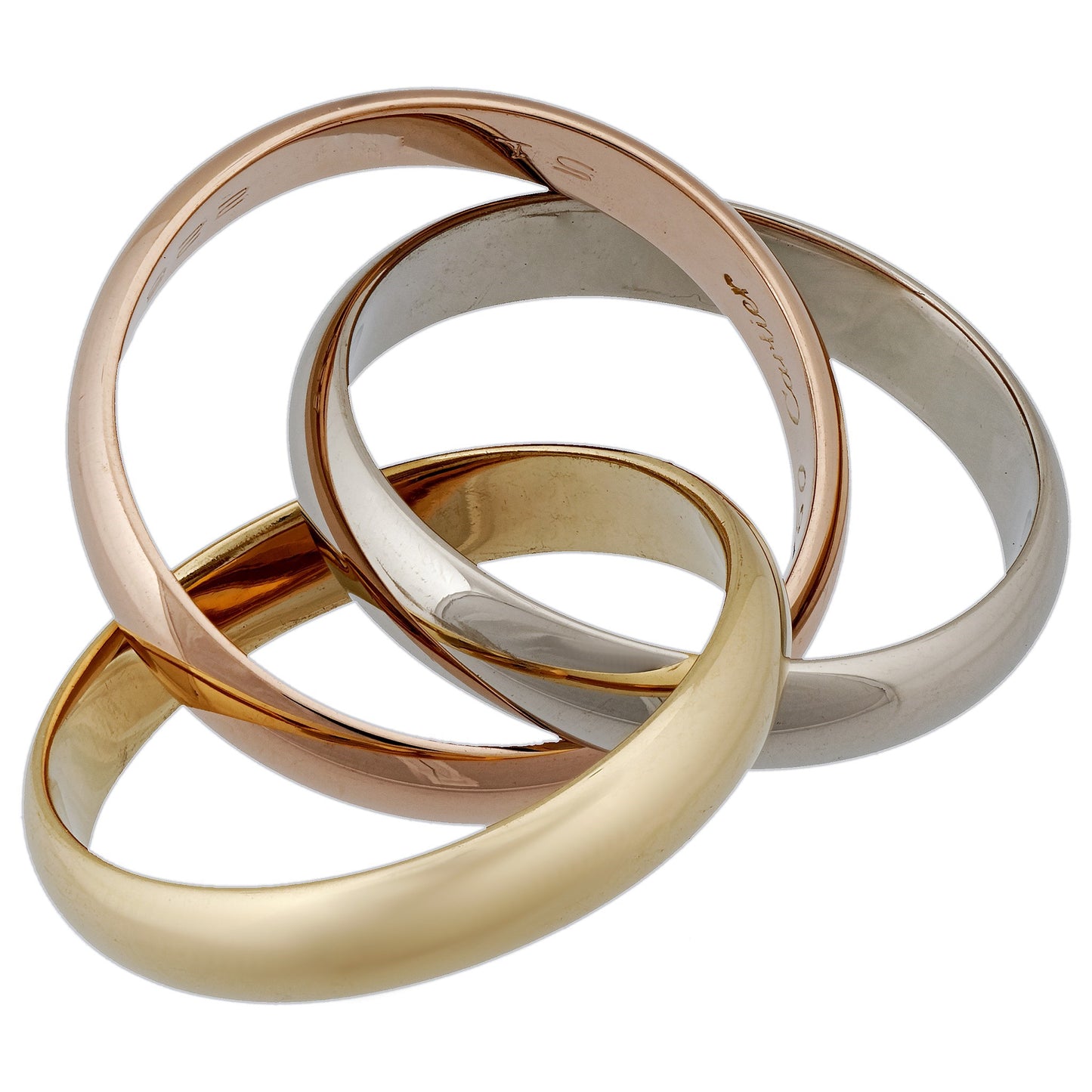 Cartier 18K Yellow, White and Rose Gold Trinity Ring Size 5.75