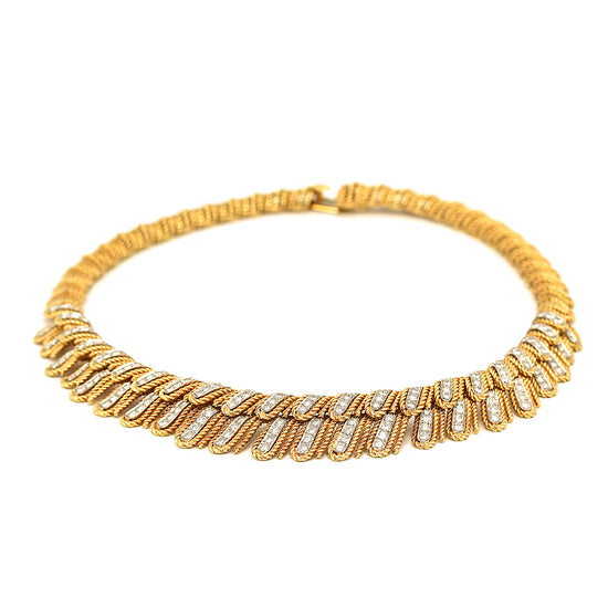 Fabulous 18k Yellow Gold Diamond Collar Necklace