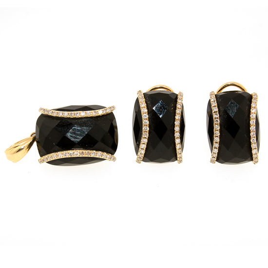 Effy Yellow Gold Onyx and Diamond Jewelry Set